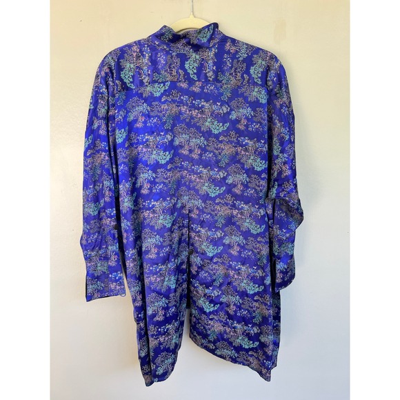 The Big‎ Shirt Carole Tomkins Asian Print Rayon Tunic Button Down Top Size 1 - Picture 6 of 8
